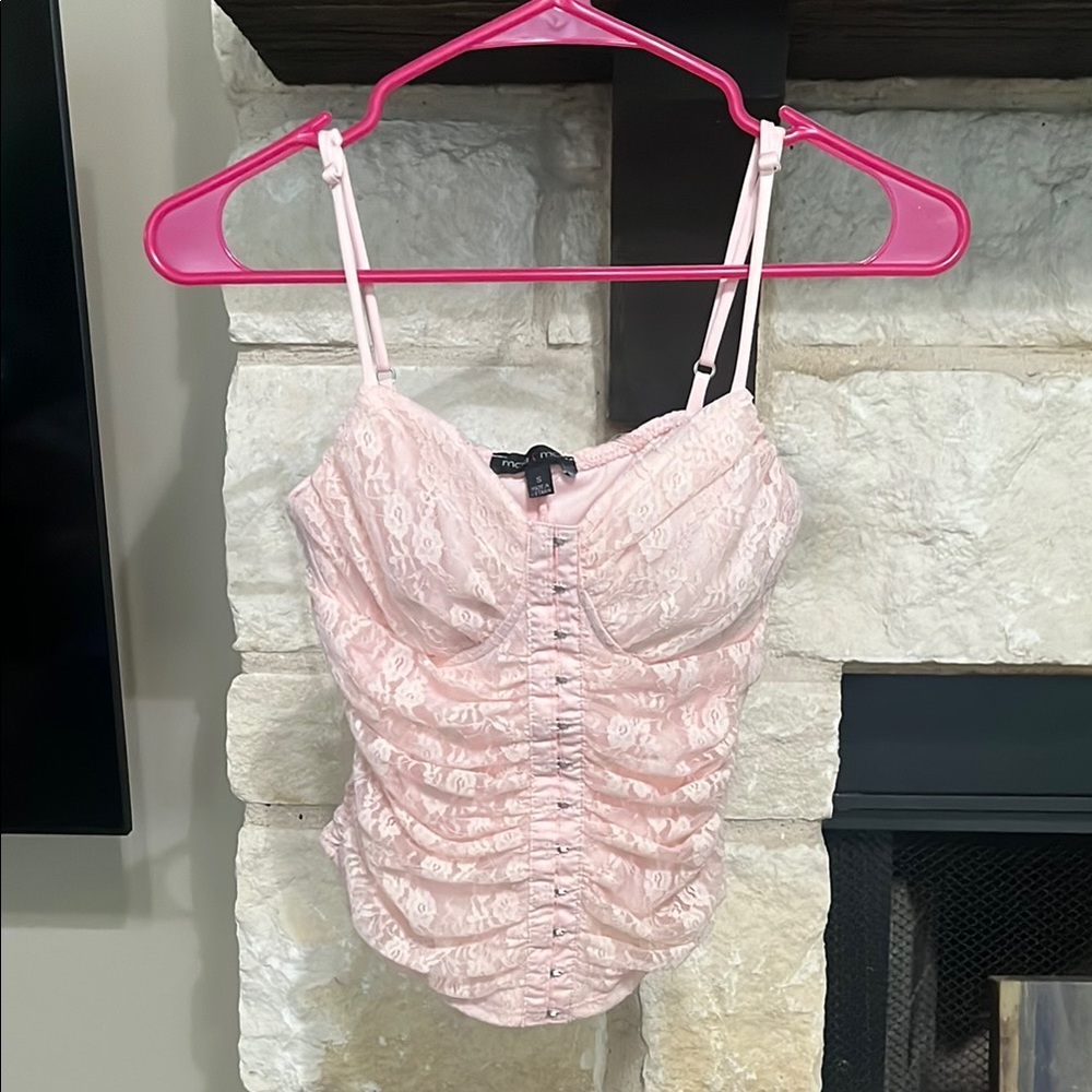 Moa Moa Pink Ruched Crop Camisole